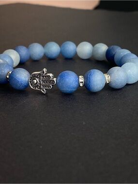 Frosted Aventurine Hamsa Beaded Stretch Bracelet - Women's Jewelry